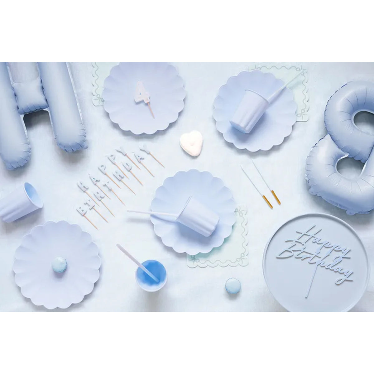 12 Kuchenkerzen XL - Light blue Gold