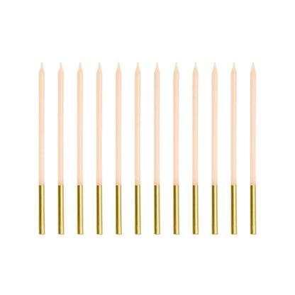 12 Kuchenkerzen XL - Beige Gold