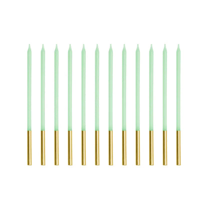 12 Kuchenkerzen XL - Light green Gold