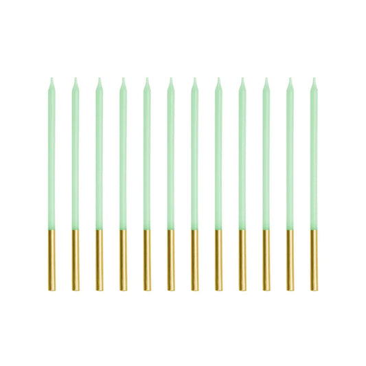 12 Kuchenkerzen XL - Light green Gold