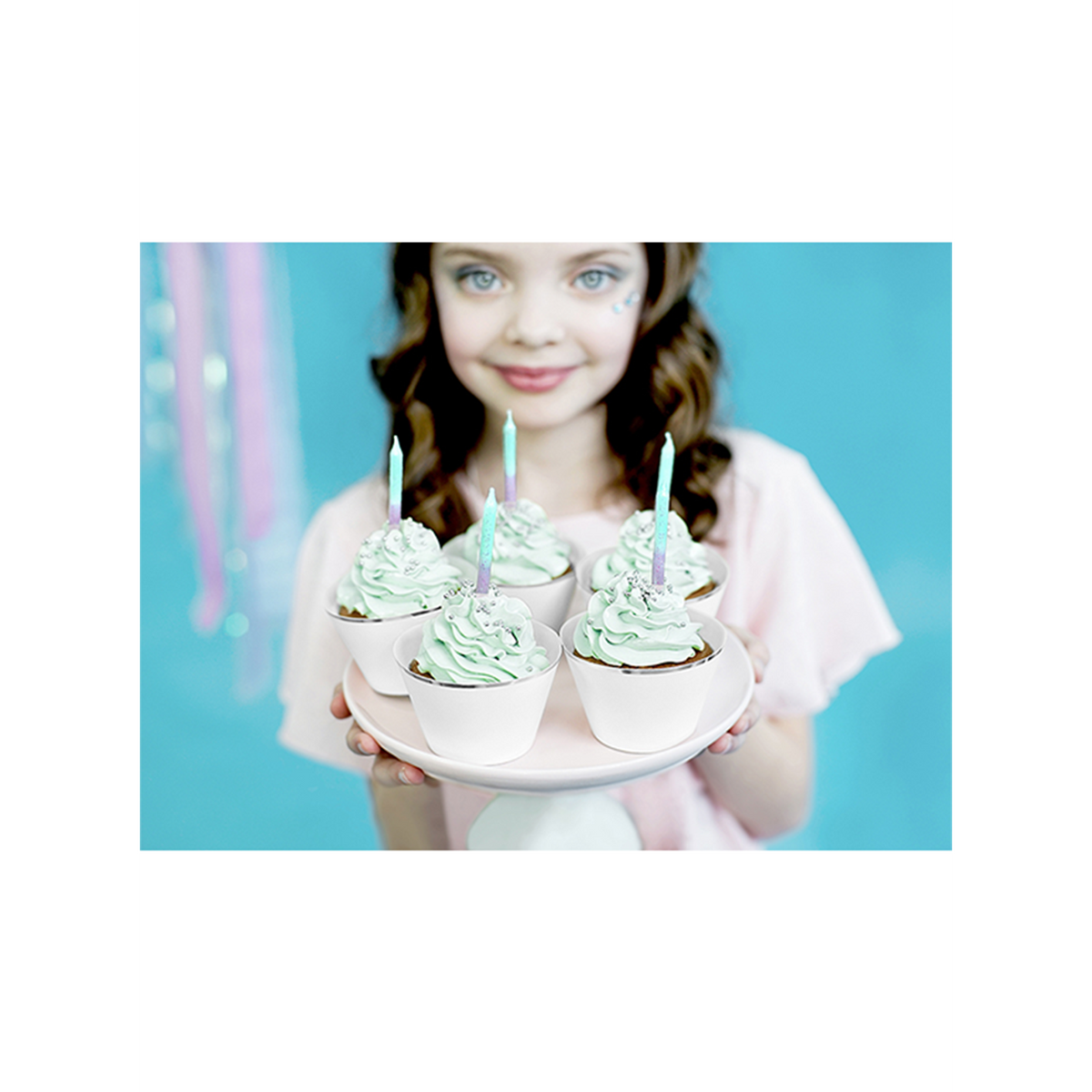 20 Kuchenkerzen mit Halterung - Ombre
