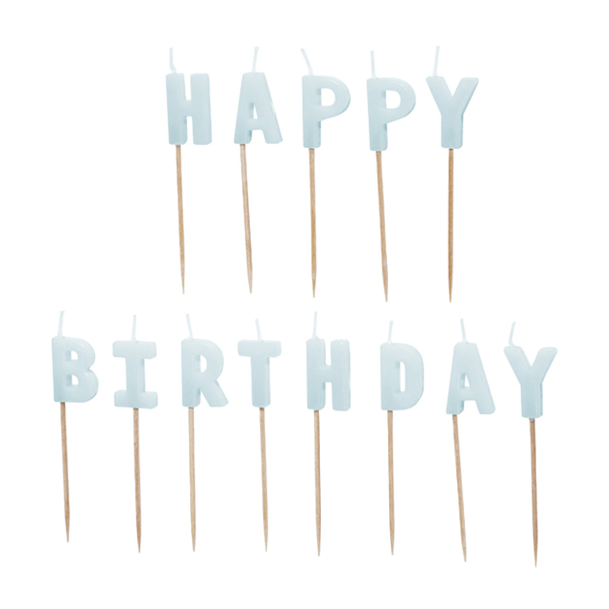 13 Kuchenkerzen - Happy Birthday - light blue