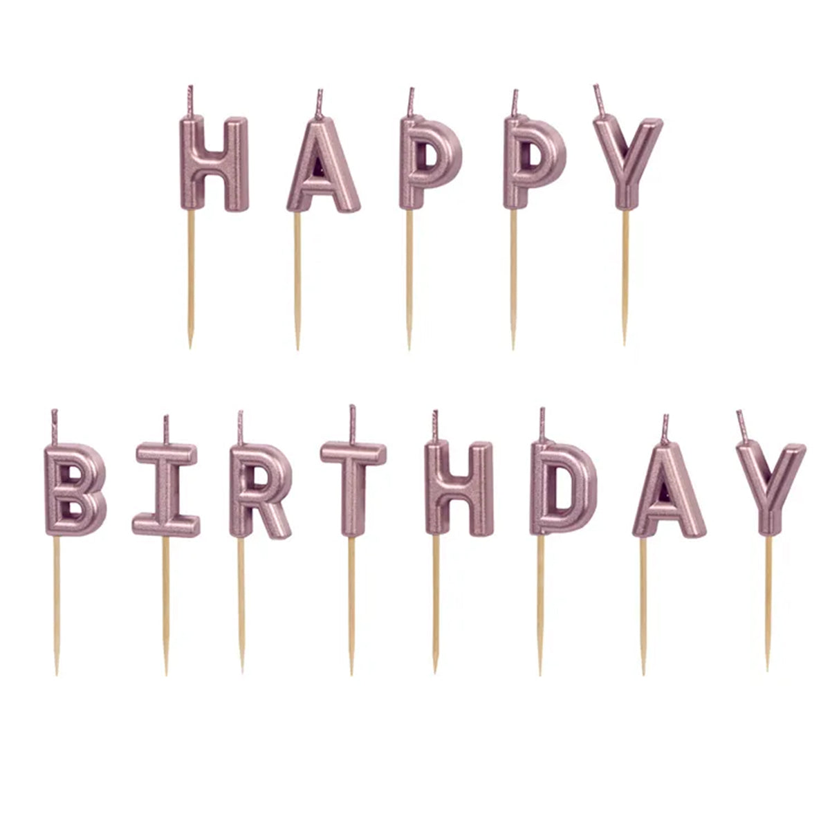 13 Kuchenkerzen - Happy Birthday RoséGold