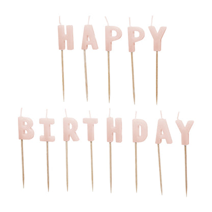 13 Kuchenkerzen - Happy Birthday - pink