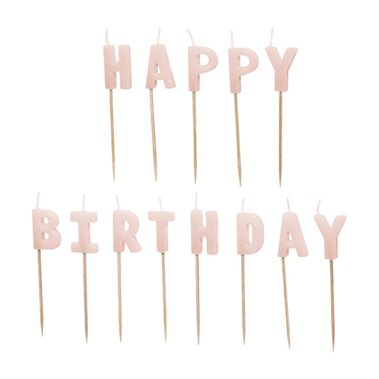 13 Kuchenkerzen - Happy Birthday - pink