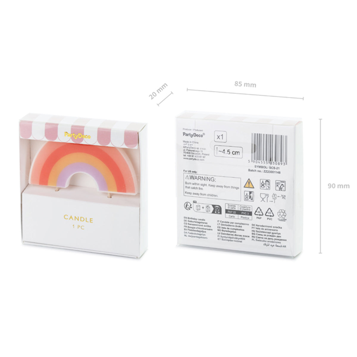1 Kuchenkerze - Rainbow
