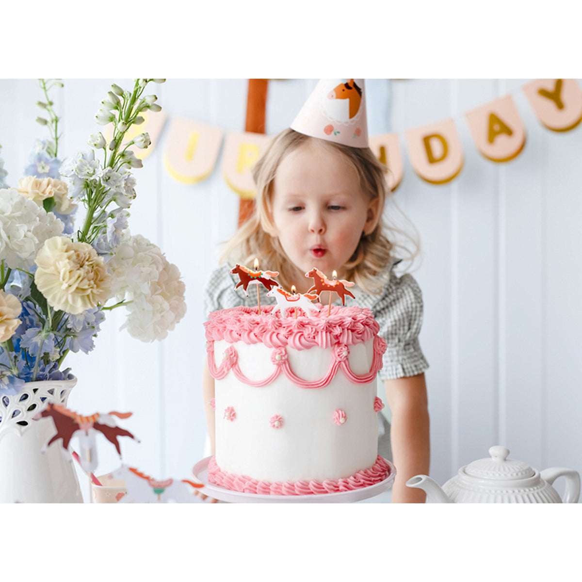 3 Kuchenkerzen - Horse Birthday