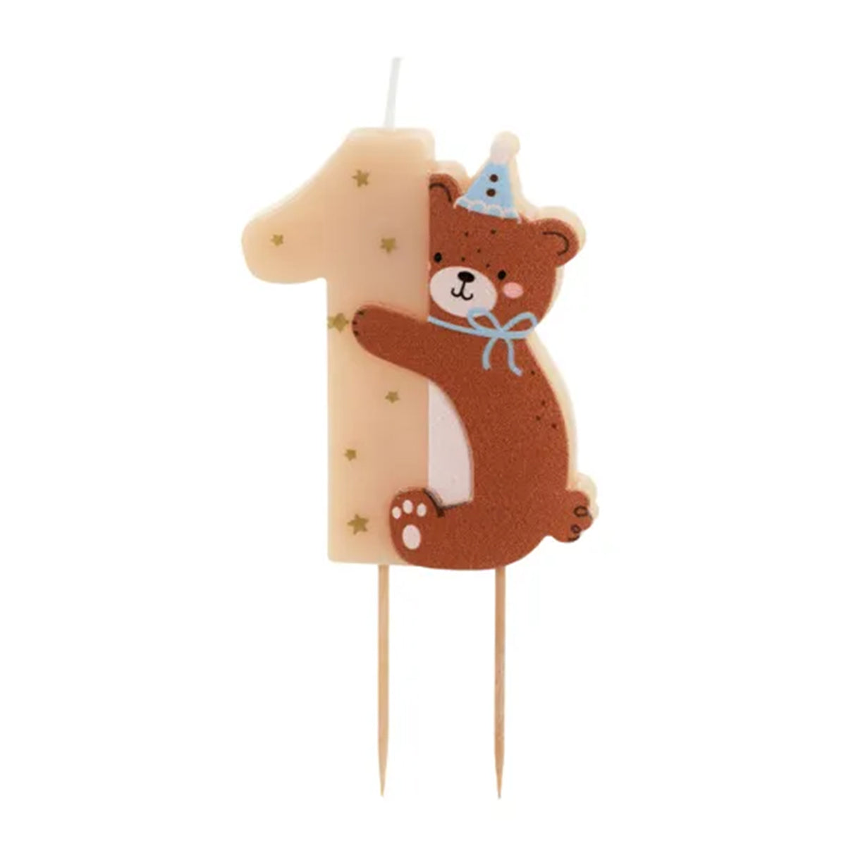 1 Kuchenkerze - Zahl 1 mit Teddybär