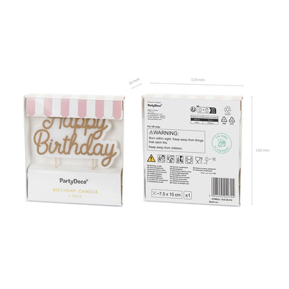 1 Kuchenkerze - Happy Birthday - Kalt Gold