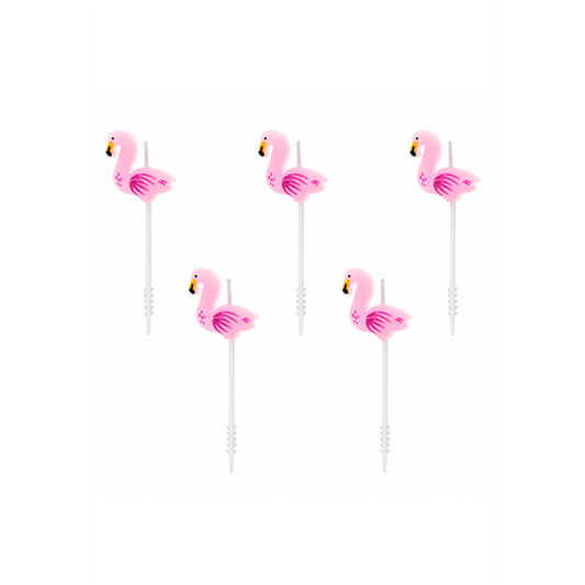 5 Kuchenkerzen - Flamingo
