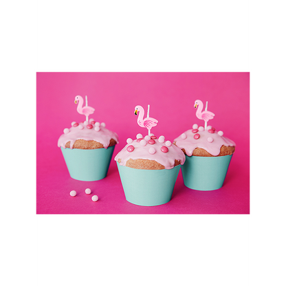 5 Kuchenkerzen - Flamingo