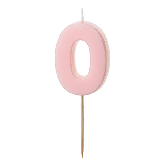 1 Kuchenkerze - Zahl 0 - Rosa
