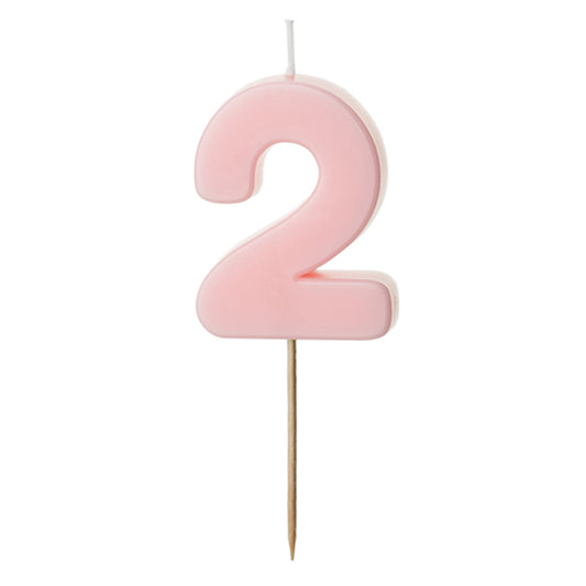 1 Kuchenkerze - Zahl 2 - Rosa