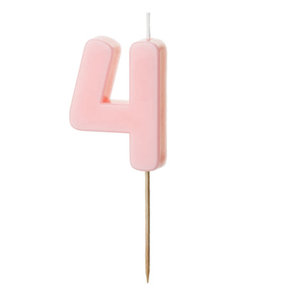 1 Kuchenkerze - Zahl 4 - Rosa