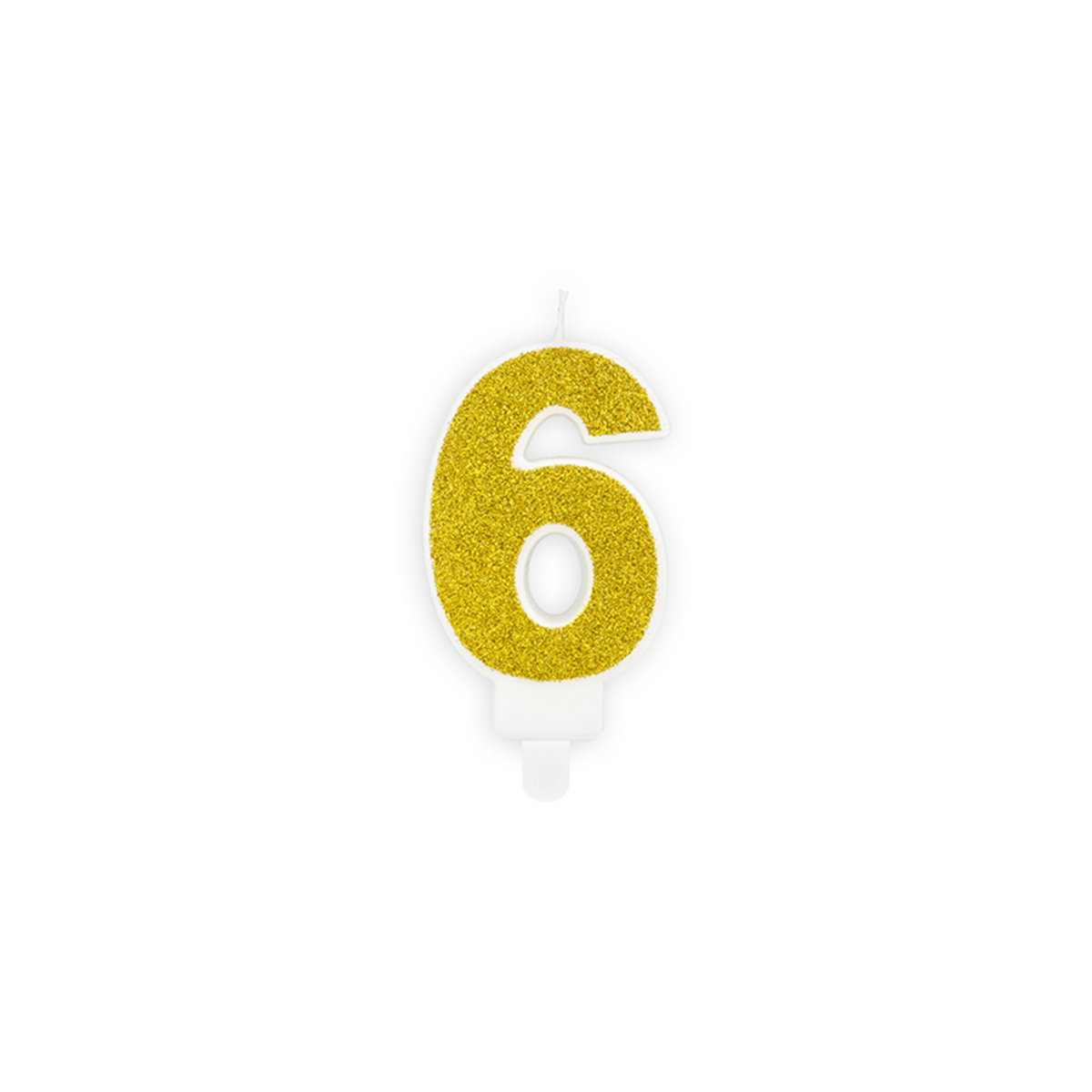 1 Kuchenkerze - Zahl 6 - Gold