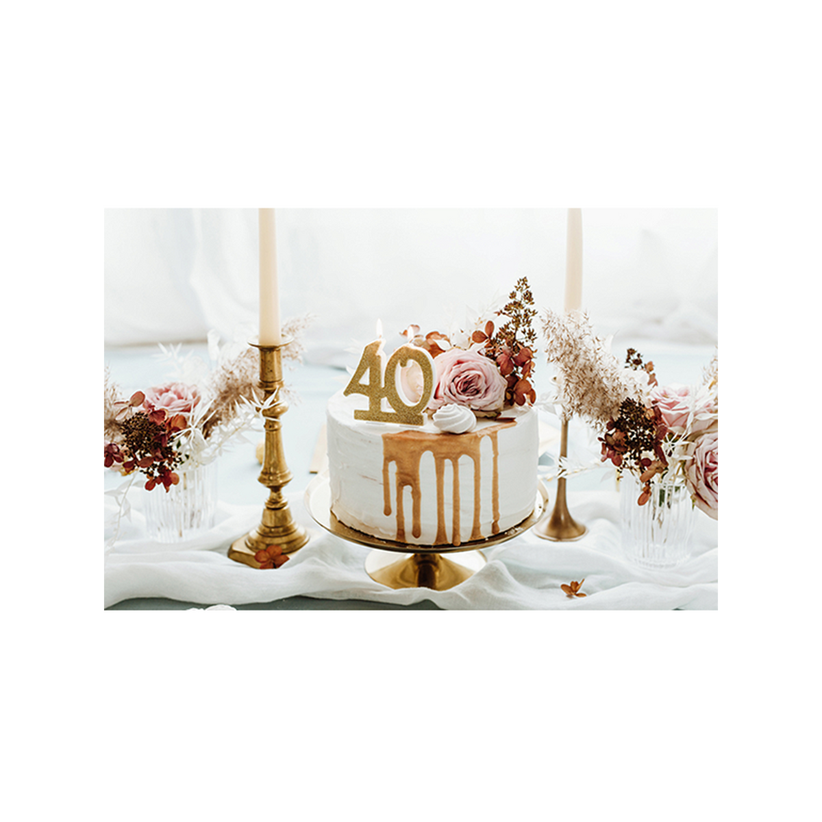 1 Kuchenkerze XL - Zahl 40 - Gold Glittery