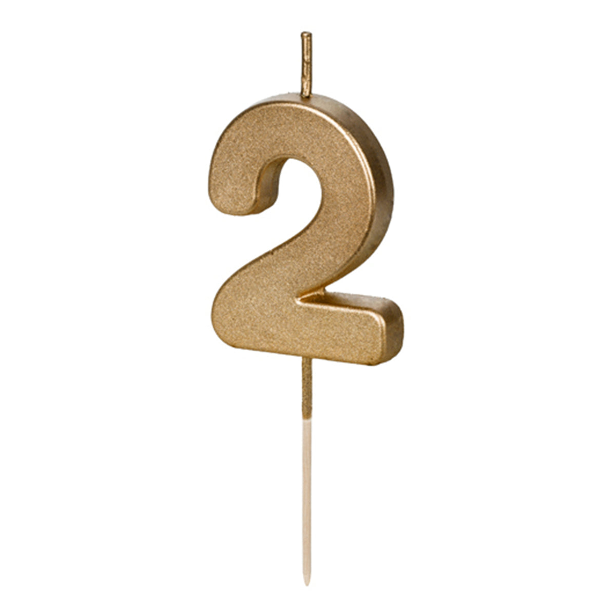 1 Kuchenkerze - Zahl 2 - Gold