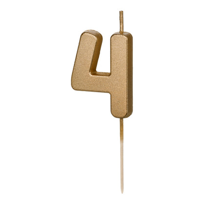 1 Kuchenkerze - Zahl 4 - Gold