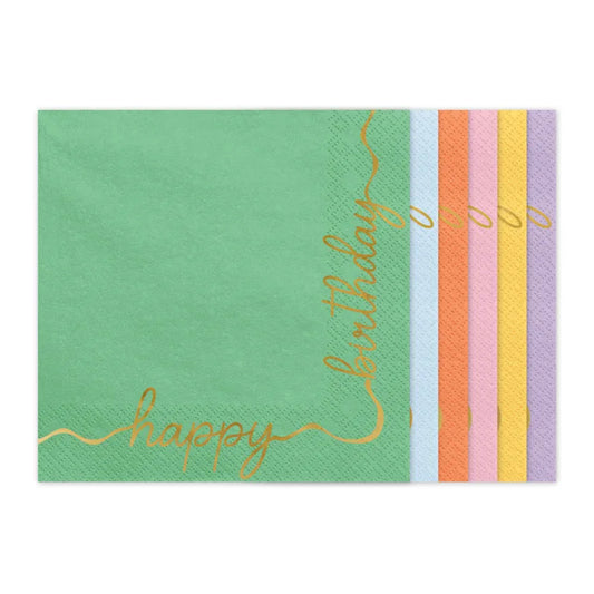 12 Servietten - Ø 33cm - Happy Birthday Mix