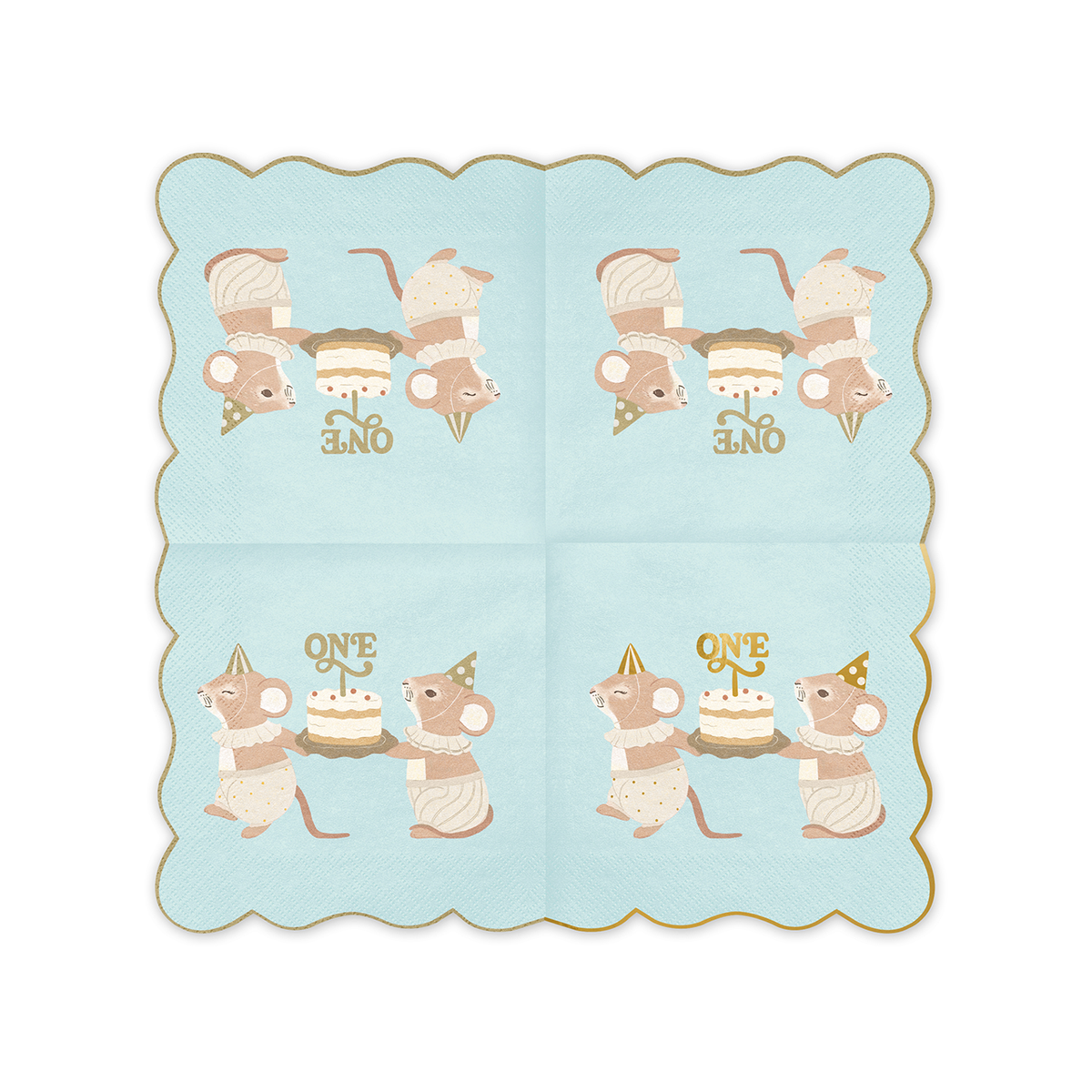 12 Servietten - ONE - Mäuse - Blau