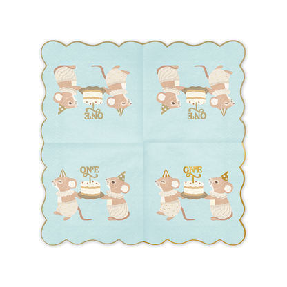 12 Servietten - ONE - Mäuse - Blau