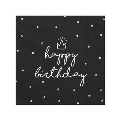 20 Servietten Trend - 33cm - Happy Birthday Black