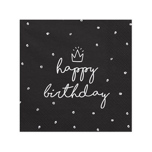 20 Servietten Trend - 33cm - Happy Birthday Black