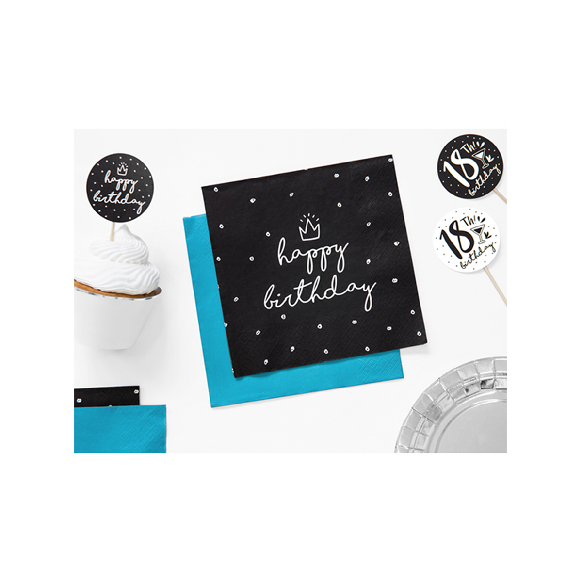 20 Servietten Trend - 33cm - Happy Birthday Black
