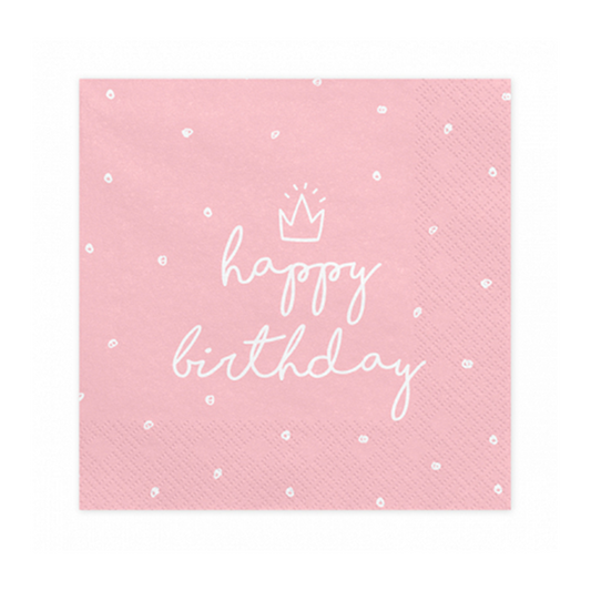 20 Servietten Trend - 33cm - Happy Birthday Rosa