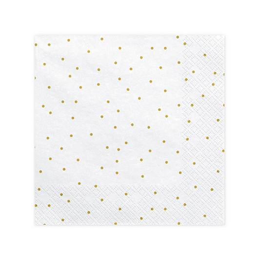 20 Servietten Trend - 33cm - White with Dots