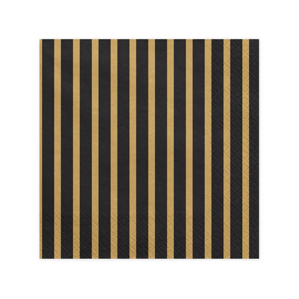 20 Servietten - Gestreifte - schwarz & gold - Ø 33cm