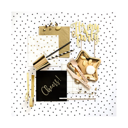 20 Servietten - Sterne - weiß & gold - Ø 33cm