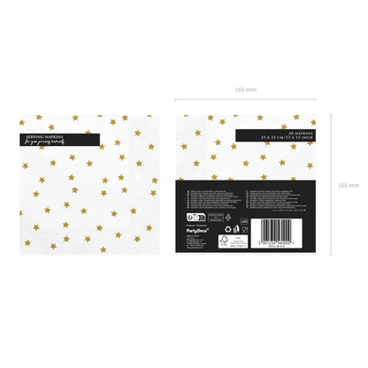 20 Servietten - Sterne - weiß & gold - Ø 33cm