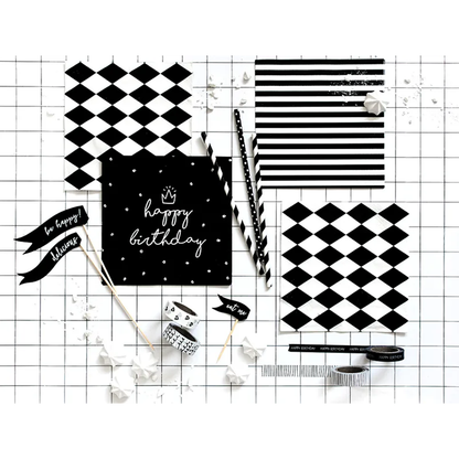 20 Servietten - Gestreifte - schwarz - Ø 33cm