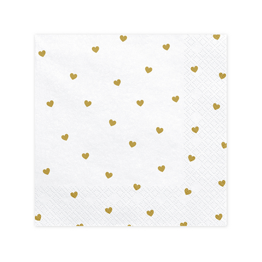 20 Servietten Trend - 33cm - White With Hearts