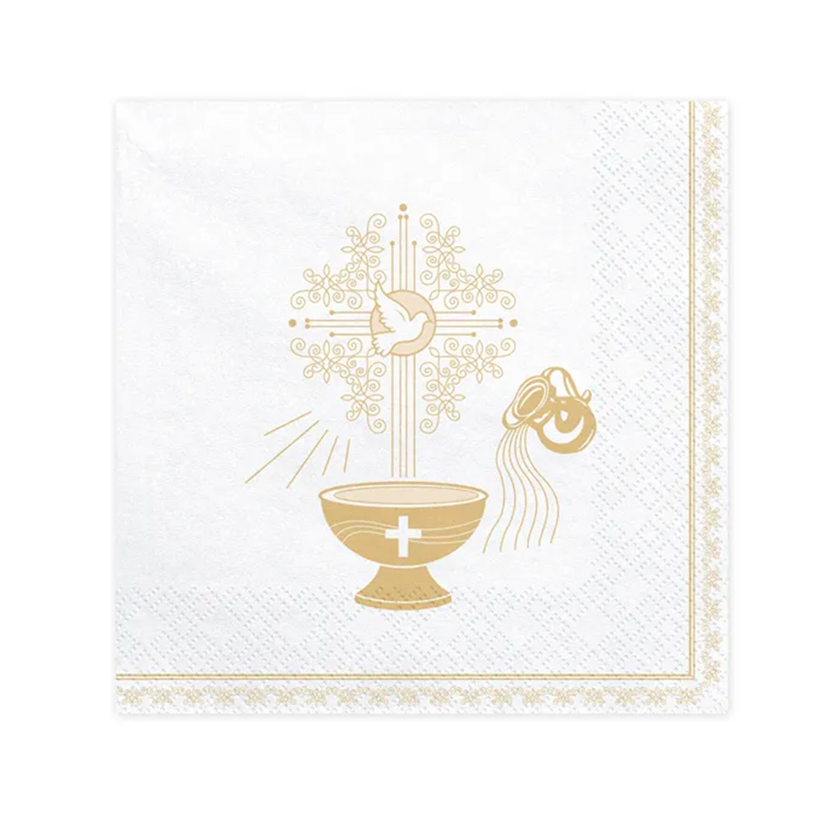 20 Servietten - Taufe - gold - Ø 33cm