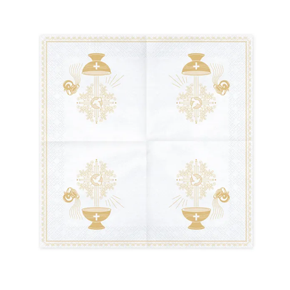 20 Servietten - Taufe - gold - Ø 33cm