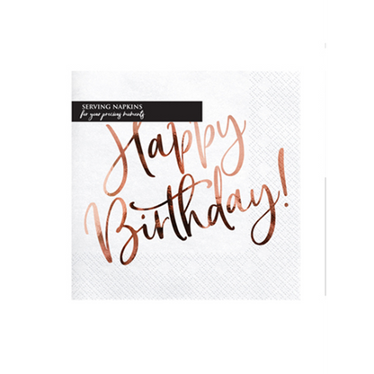 20 Servietten Trend - 33cm - Happy Birthday RoseGold