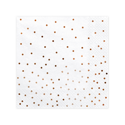 20 Servietten Trend - 33cm - White with RoseGold Dots