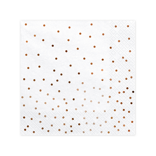 20 Servietten Trend - 33cm - White with RoseGold Dots
