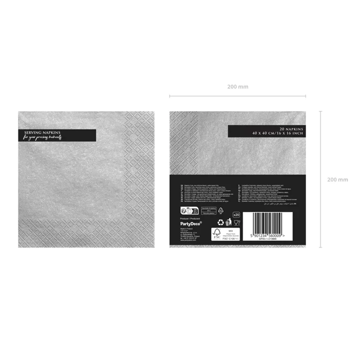 20 Servietten Dreilagig - silber metallic Ø 40cm