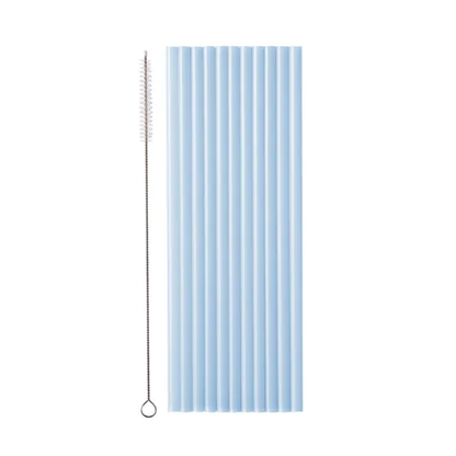12 Plastikstrohhalme - Hellblau
