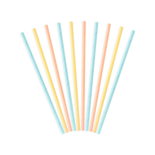 10 Papierstrohhalme - Bunt Pastell