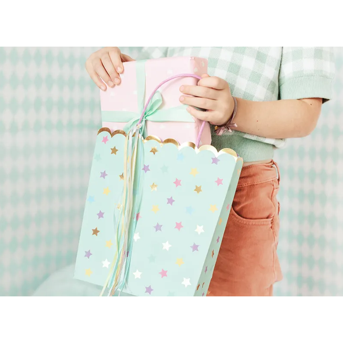 1 Geschenktüte - Sterne Light Blue