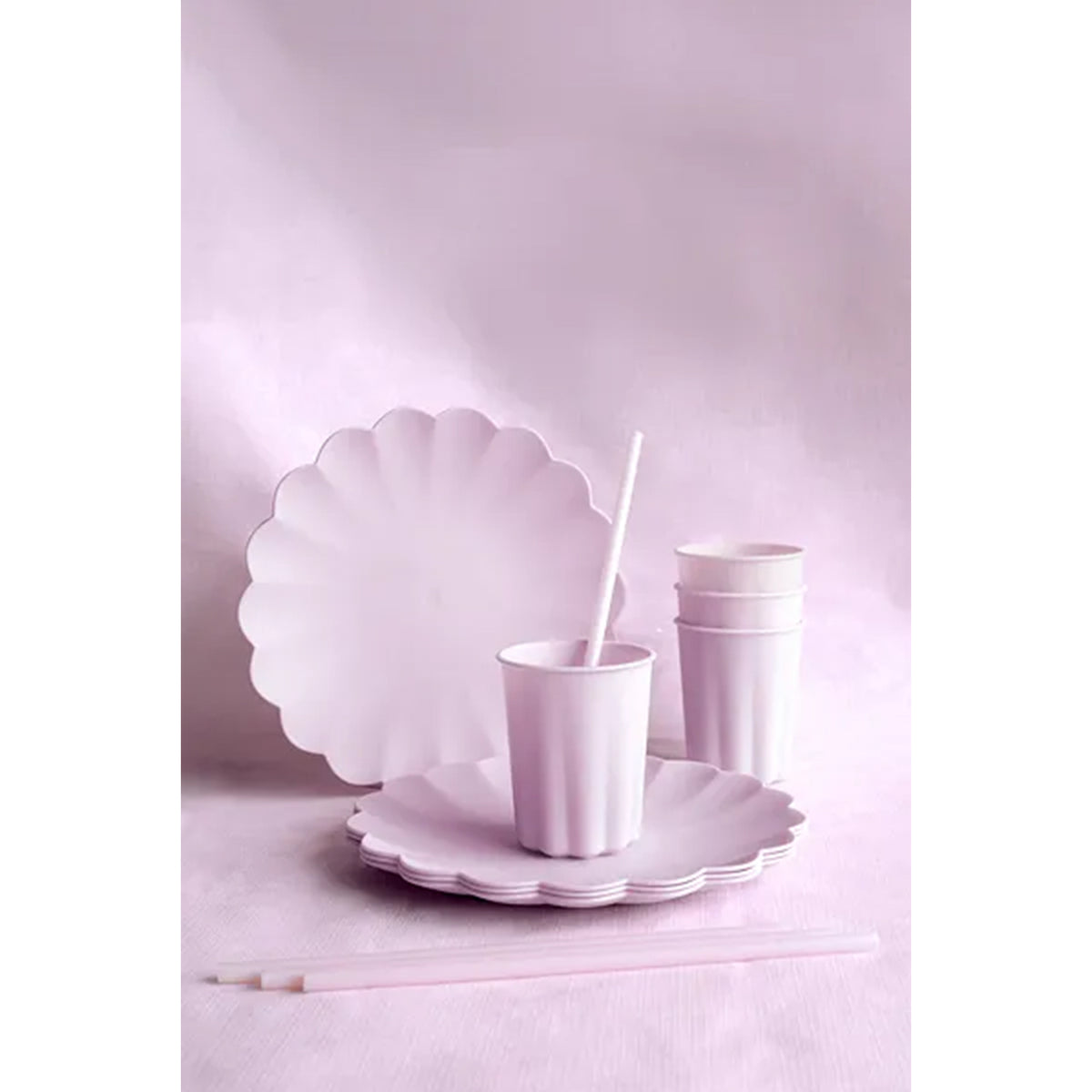 4 Plastikteller - Rüsche - Violet
