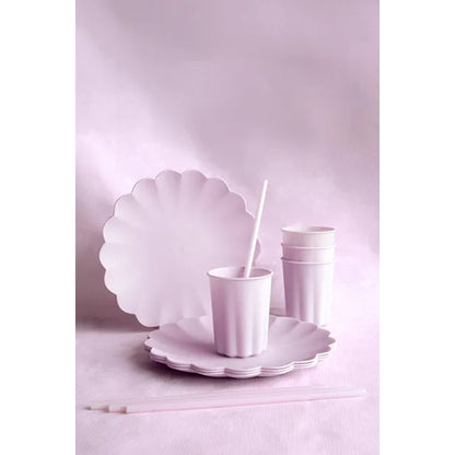 4 Plastikteller - Rüsche - Violet