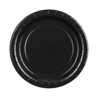 6 Pappteller - Schwarz  - 23cm