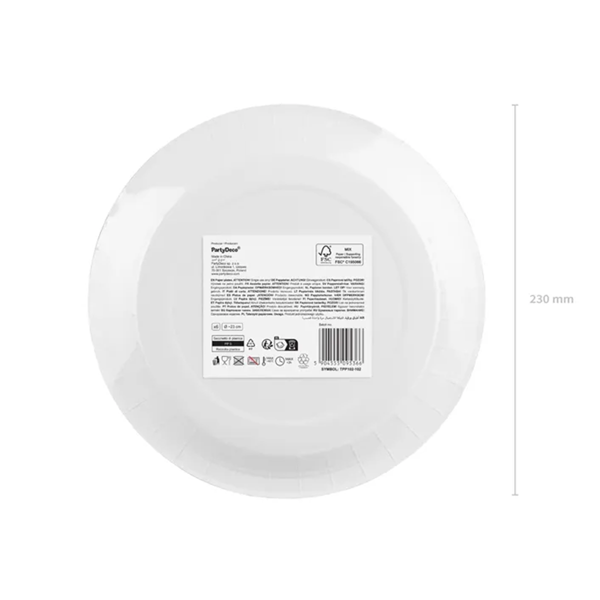 6 Pappteller - Hellgrün - 23cm