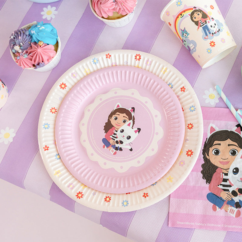 6 Pappteller - Gabby's Dollhouse - Rosa