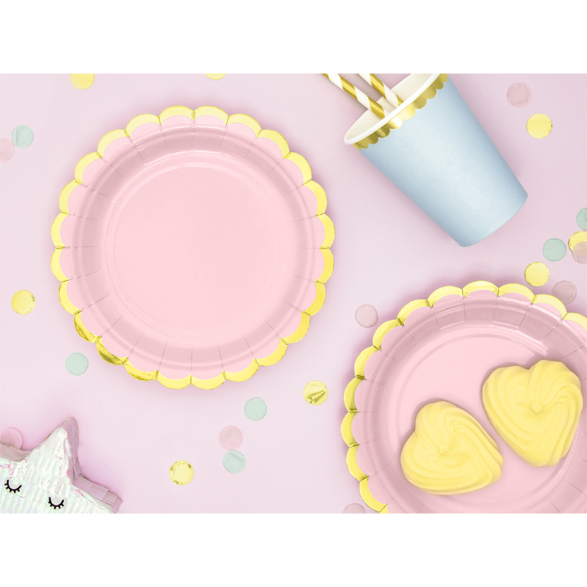 6 Pappteller Trend - Ø 18cm - Pastell Rosa